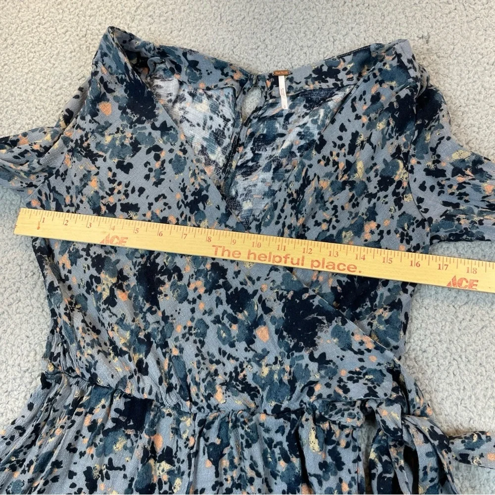 Free People‎  Romper Womens Small  All The Right Ruffles Raven Combo Button Back